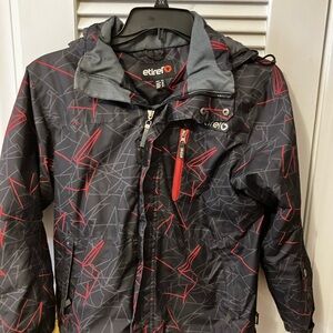 Boy’s Etirel size 14 ski jacket black and red